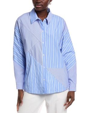 Gracia Asymmetrical Patch Shirt - Blue