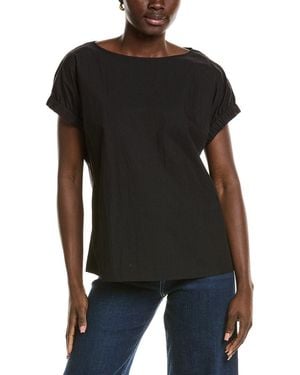 Lafayette 148 New York Gathered Cuff Sleeve Blouse - Black