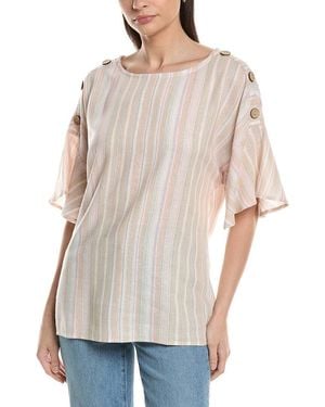 Ellen Tracy Linen-Blend Dolman Top - White