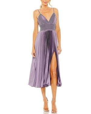 Mac Duggal Slim Strap Pleated Dress - Purple
