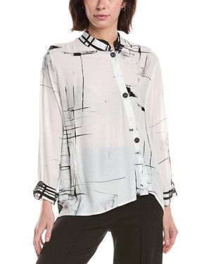 Lemon Grass Stand Collar Blouse - White