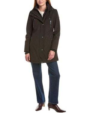 Sam Edelman Hooded Stand Collar Softshell Coat - Black
