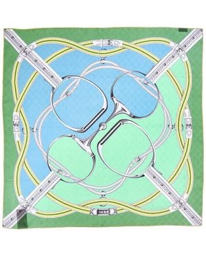Gucci Gg Logo Silk Scarf - Green
