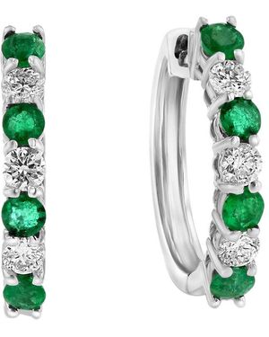 Diana M. Jewels Fine Jewellery 14k 1.15 Ct. Tw. Diamond & Emerald Hoops - Green