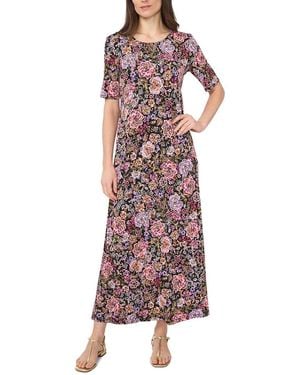 Vince Camuto 3/4 Sleeve Crew Neck Maxi Dress - Purple