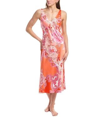 Natori Flourish Printed Satin Night Gown - Red
