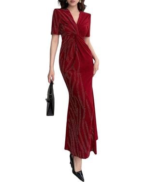 BURRYCO Short Sleeve Maxi Dress - Red