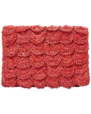 Mar Y Sol Lizzie Raffia Clutch - Red
