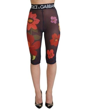Dolce & Gabbana Floral Leggings Stretch Waist Trousers - Red
