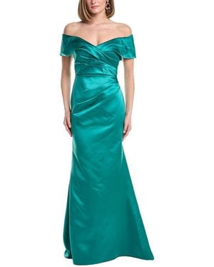 Rene Ruiz Off-The-Shoulder Satin Gown - Green