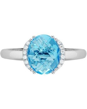 Diamond Select Cuts 14K Diamond .06 Ct. & 3.38 Ct. Topaz Ring - Blue