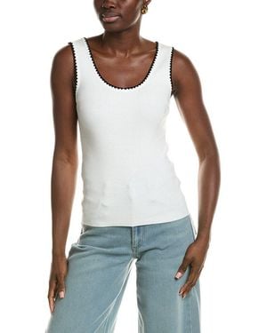 Tahari Sleeveless Scoop Neck Rib Top - White