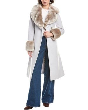 Via Spiga Wool-Blend Belted Coat - Blue