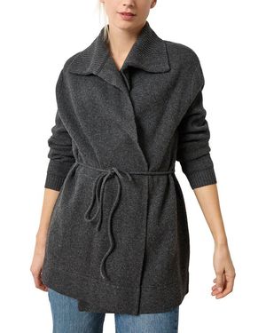 Lilla P Notch Collar Wool Open Cardigan - Black