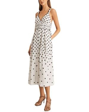 Reiss Dottie Polka Dot Midi Dress - White