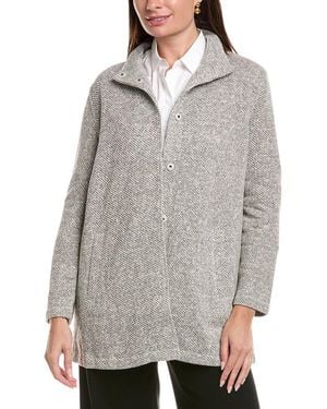 Eileen Fisher Stand Collar Jacket - Grey