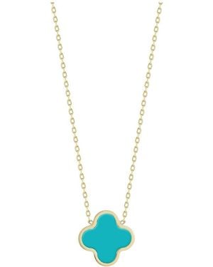 Italian Gold 14K Clover Necklace - Blue