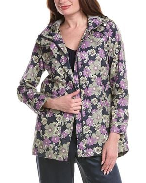 NVLT Hooded Floral Rain Jacket - Gray
