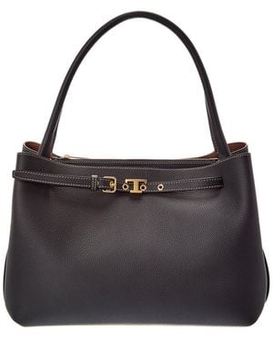 Tod's Logo Small Leather Tote - Black