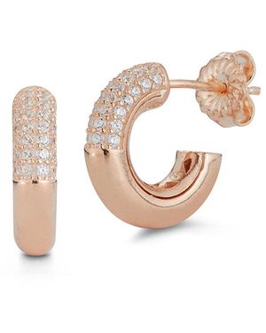 Glaze Jewelry 14k Rose Gold Vermeil Cz Mini Hoop Earrings - White