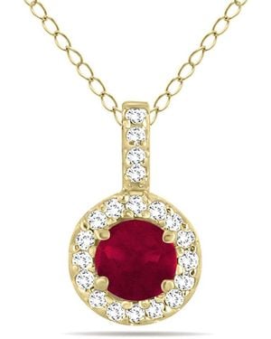Gem Spark 14k 0.55 Ct. Tw. Diamond & Ruby Necklace - Pink