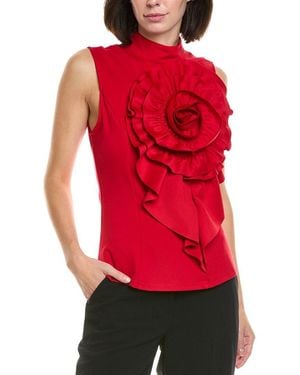 Gracia Ruffle Flower Detail Tank - Red