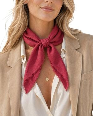 Blue Pacific Solid Cashmere-Blend Neckerchief - Red