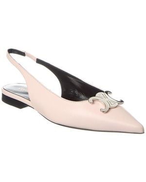 Celine Alma Triomphe Leather Slingback Flat - Pink