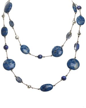Margo Morrison Lapis Combination, Kyanite, Pyrite Necklace - Blue