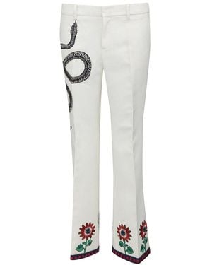 Gucci 2015 Runway Snake Embroidered Trouser, Size It (Authentic Pre-Loved) - White