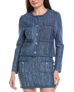 MILLY Shayne Pinstripe Knit Cardigan - Blue