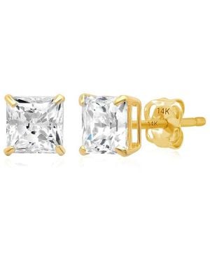 MaxColor 14K Cz Stud Earrings - Metallic