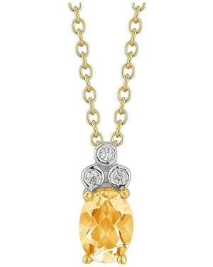 Reiss 14k 1.22 Ct. Tw. Diamond & Citrine Necklace - Metallic
