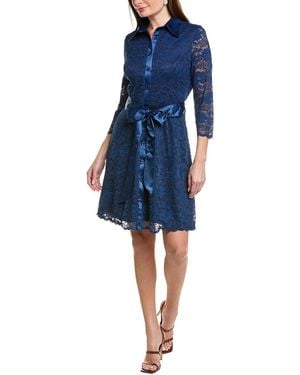 Rene Ruiz Lace Shirtdress - Blue