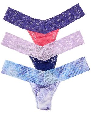 Hanky Panky Set Of 3 Colorplay Low-Rise Thong - Blue
