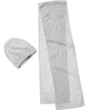 Amicale Cashmere Brushed Cashmere Hat & Scarf Set - White