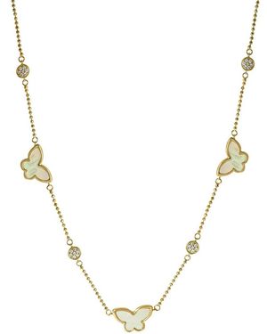 Effy Fine Jewelry 14K 0.08 Ct. Tw. Diamond & 6-10Mm Pearl Necklace - Metallic