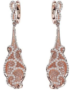 Genevive Jewelry 14K Rose Vermeil Drop Earrings - Multicolour