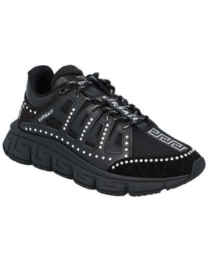 Versace Polyester Trigreca Studs Trainer (Authentic Pre-Loved) - Black