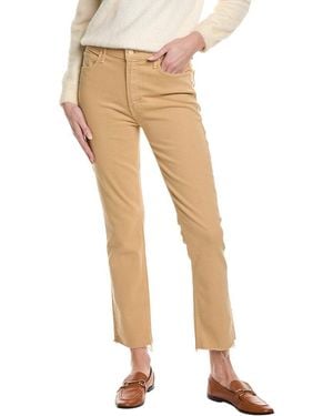 Mother Mid-Rise Dazzler Sand Ankle Fray Jean - Natural