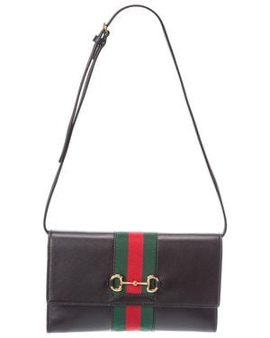 Gucci Horsebit Leather Shoulder Bag - Black