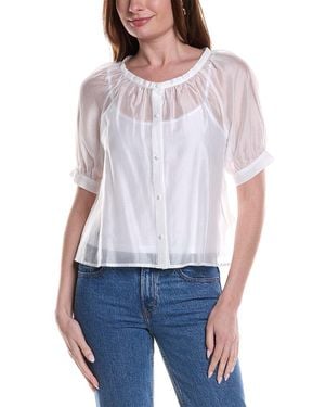 Vince Camuto Scoop Neck Button Down Shirt - White