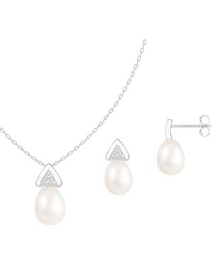 Splendid 7.5-8Mm Pearl Cz Set - White