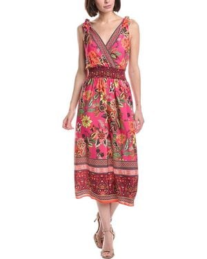Eliza J Sleeveless Printed Midi Dress - Red