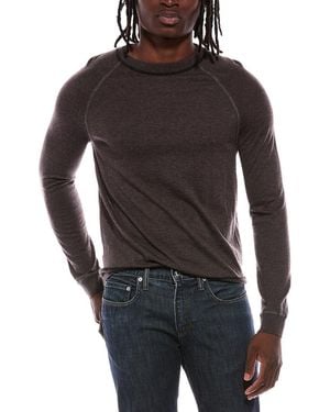 Autumn Cashmere Raglan Colour Coverstitch 100% Cashmere Crewneck Jumper - Black