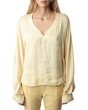 Zadig & Voltaire Tonastir Satin Linen-Blend Shirt - Natural
