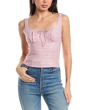 Femme Society Sleeveless Linen-Blend Blouse - Red