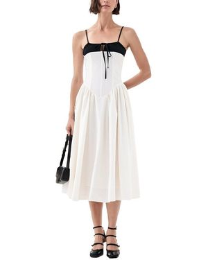 Extro & Vert Corset Top Pleated Midi Dress - White