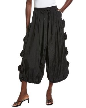 Gracia Flower Applique Parachute Pant - Black