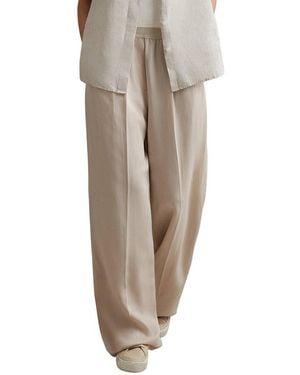 Reiss Vera Waistband Linen-Blend Wide Leg Pant - Natural